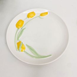 Cute Floating Tone Yellow Tulip Plate Cake Dish