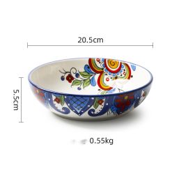 Creative Round Hand Painted Household Ceramic Plate 8 Inch