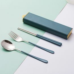 304 Fork Spoon Chopsticks Tableware Portable Storage Box Set