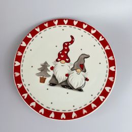 Round Christmas Ceramic Embossed Shallow Dish Household Tableware
