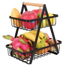 2 Tier Fruit Basket Countertop Fruit Vegetable Basket Bowl for Kitchen