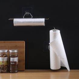 Stainless Steel Punch-Free Kitchen Bathroom Roll Paper Towel Rack Iron Rack Lazy Rag Bracket