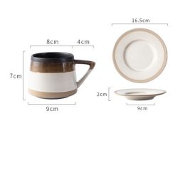 Japanese Retro Stoneware Coffee Cup And Saucer Set