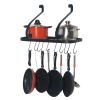 Wall Mount Pot Pan Rack Kitchen Cookware Storage Organizer 24 by 10 in with 10 Hooks