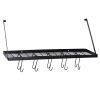 Square Grid Wall Mounted Pot And Pan Organizer Shelf With 15 Hooks