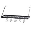 Square Grid Wall Mounted Pot And Pan Organizer Shelf With 15 Hooks
