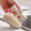Bamboo Fiber Kitchen Cleaning Brush with Handle Magic Washing Pot Brush Sink Dish Cleaner Household Cleaning Tool Esg17392