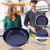 (Do Not Sell on Amazon) Frying Pan Sets Non Stick 3Pcs, Blue 3D Diamond Cookware, 20/24cm Frying Pan, 18cm Saucepan - Pots and Pans Set, Aluminum Cera