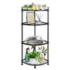 YSSOA 4 Tier Corner Display Rack Multipurpose Metal Shelving Unit; Bookcase Storage Rack Plant Stand for Living Room; Home Office; Kitchen; Small Spac