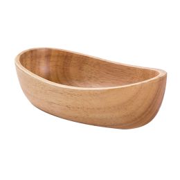 Natural Thick Bottom Rubber Wood Boat Compote Salad Bowl