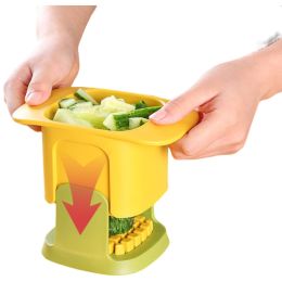 Multi-function Press Type Vegetable Slicer Household Kitchen Daily Slicer (Color: Yellow)