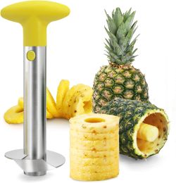Pineapple Corer;  [Upgraded;  Reinforced;  Thicker Blade] Newness Premium Pineapple Corer Remover (Color: Yellow)