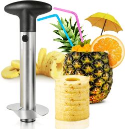 Pineapple Corer;  [Upgraded;  Reinforced;  Thicker Blade] Newness Premium Pineapple Corer Remover (Color: Black)