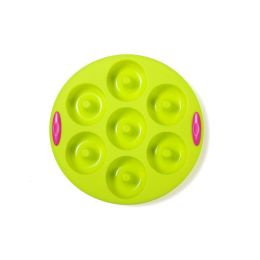 7 Holes Donuts Mold Silicone Donuts Pan Baking Sheet Silicone Baking Pans Non-Stick Kitchen Baking Tool (Color: Green)