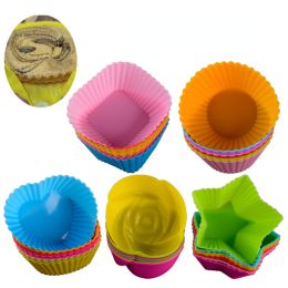 5pcs/Set Silicone Cake Mold Round Shaped Muffin Cupcake Baking Molds Kitchen Cooking Bakeware Maker DIY Cake Decorating Tools (Color: STAR)