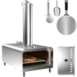Outdoor Party Stainless Steel Portable Wood Pellet Burning Pizza Oven With Accessories (Shape: Arched, Color: Silver)