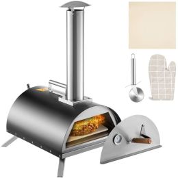 Outdoor Party Stainless Steel Portable Wood Pellet Burning Pizza Oven With Accessories (Shape: Arched, Color: Black)