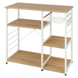 Home Kitchen Baker's Rack Microwave And Food Industrial Shelf (Color: Natural, size: 35.5"x 16" x 33.5")