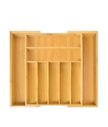 Expandable Kitchen Utensils Drawer Organizer  For Bamboo Flatware Organizer (Color: Natural B)