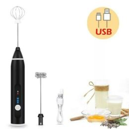 Milk Frother Drink Foamer Whisk Mixer Stirrer Coffee Eggbeater Kitchen (Color: Black A, Type: Frother)