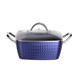 Aluminum Ceramic Coating Cooking Pot Milk Pan Non Stick Saucepan Casserole Dish (Color: Blue, size: 4 L)