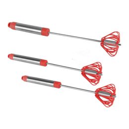 Home Commercial Rotating Turbo Push Self Turning Whisk Mixer Milk Frother 3-Pack (Color: Red, Material: Stainless steel)