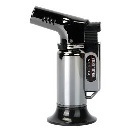 Culinary Butane Torch Lighter Refillable Blow Torch Adjustable Flame Kitchen Cooking BBQ Torch  (Gas Not Included) (Color: Black)