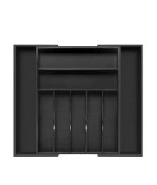 Adjustable Expandable Kitchen Utensils Drawer Organizer  For Bamboo Flatware Organizer (Color: Black)