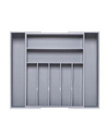 Adjustable Expandable Kitchen Utensils Drawer Organizer  For Bamboo Flatware Organizer (Color: Gray)