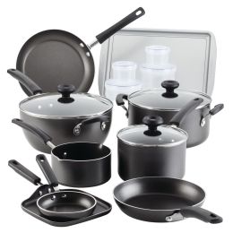 20 Pc Easy Clean Aluminum Nonstick Cookware Pots and Pans Set (Color: Gray, Material: Aluminum)