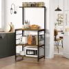Baker's Rack Storage Shelf Microwave Cart Oven Stand Coffee Bar with Side Hooks 4 Tier Shelves