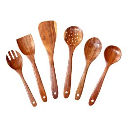 WILLART Kitchen Utensils Set;  Wooden Cooking Utensil Set Non-stick Pan Kitchen Tool Wooden Cooking Spoons and Spatulas Wooden Spoons for cooking sala (Brown: Wooden Spatula)