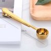 Two-in-one Stainless Steel Coffee Spoon Sealing Clip Kitchen Gold Accessories Recipient Cafe Expresso Cucharilla Decoration