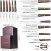 Kitchen Knife Sets, Cookit 15 Piece Knife Sets with Block for Kitchen Chef Knife Stainless Steel Knives Set Serrated Steak Knives with Manual Sharpene
